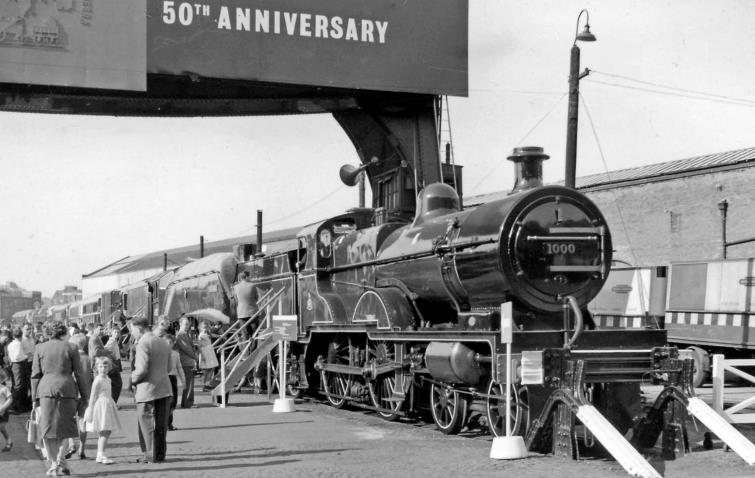 BloodandCustard
Marylebone Station
Exhibition
13th May 1961
An Exhibition of locomotives and rolling stock was held to celebrate the 50th Anniversary of the Institute of Locomotive Engineers, on 11th to 14th May 1961. This is a general scene in Marylebone s Goods Yard, featuring the ex-Midland 7'0" 3-cylinder Compound 4P no.1000, with the Gresley Pacific no.60022 'Mallard' behind it. Other exhibits were modern steam and new main-line Diesels etc. 
No.1000 was a Johnson locomotive of 1902, modified by Deeley in 1914. It was withdrawn in October 1951. However, was preserved and in June 1959 restored close to its 1914 condition with maroon livery.
  Ben Brooksbank (CC-by-SA/2.0)