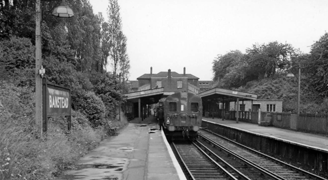Banstead
Looking towards Sutton on 2nd March 1961.
Sporting its oil tail-lamp, the 4 SUB unit (on the Up line) was of 
the last batch of units built between January 1951 & January 1952.
© Ben Brooksbank (Geograph/CC-by-SA)
