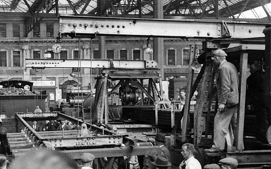 Waterloo (Main): emergency track-laying at buffer-stops
19th July 1948
It was a Monday, so unlikely to have been a routine maintenance operation. The view is towards the buffers at about Platform 3 - 4, with at least two platforms out of use.
 The locomotive was an ex-London & South Western 4-4-0. (I just happened to be there) .
  Ben Brooksbank (CC-by-SA/2.0)