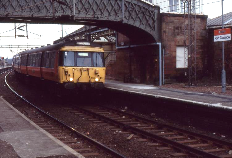 Blood & Custard
Glasgow Blue Trains
AM3 Transformer Incidents in 1960
In later livery, AM3 unit no.303051 at Port Glasgow on Tuesday 18th February 1986. 
On 13th December 1960 this unit had sustained significant damage at Renton.
© John Atkinson
