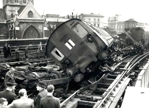 Unit 5751 DTS 77550 damaged in derailment at Borough Market Junction 12 Aug-58.

www.BloodandCustard.com