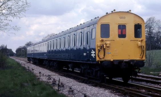 On 5th May 1979 unit no.1203 departs from Edenbridge towards Redhill during the last week of Tadpole operation. 
© Tony Watson
