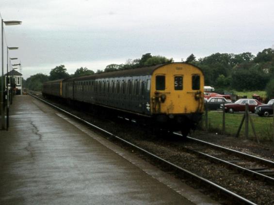 Edenbridge, 25th September 1978
Unit no.1203 works a Tonbridge bound train with 3D no. 1318 attached out of use for stock positioning purposes. This was an out of course movement as no down trains were booked for more than three coaches, although the 20.15hrs Tonbridge-Redhill did attach a 3D for working purposes.
 Tony Watson
