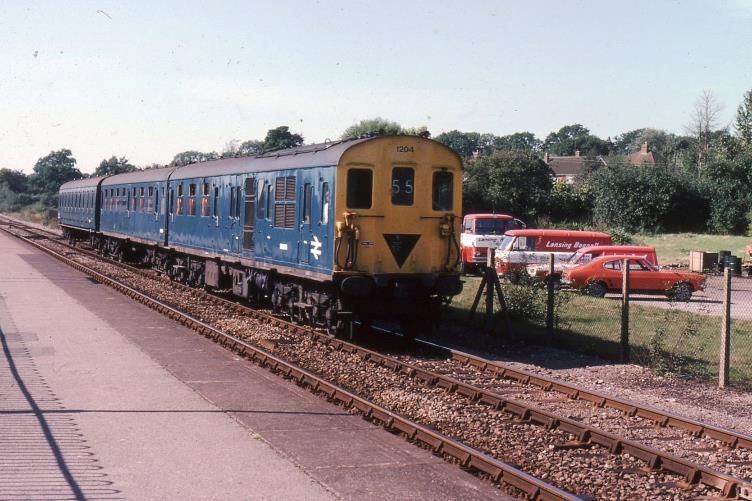 3R 'Tadpole' unit no.1204 running into Edenbridge with a Reading to Tonbridge train on Monday 18th September 1978. The Lansing Bagnall site is now housing!
 John Atkinson
