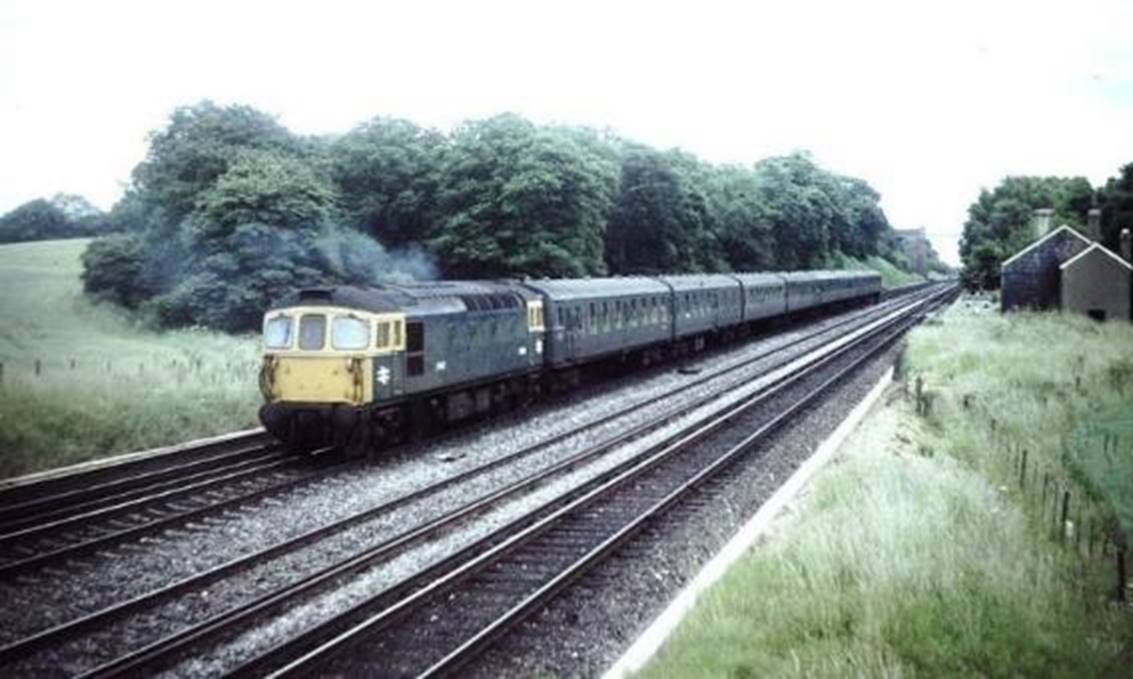 Class 33 propelling an all-blue liveried 8 TC west of Winchfield 
 BloodandCustard
