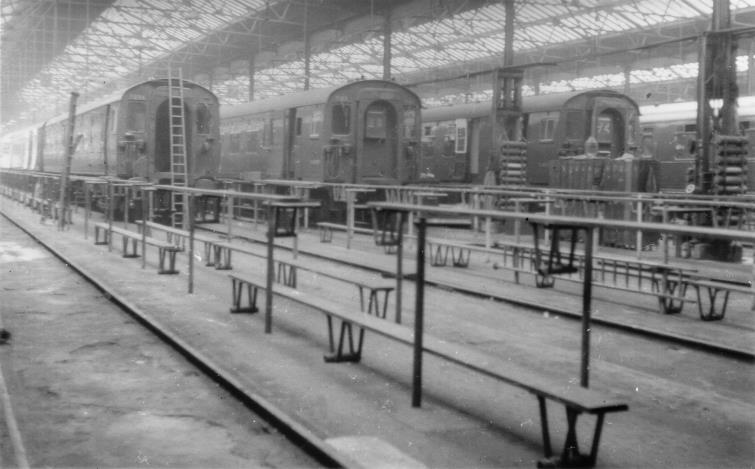 4 CEP units 7006, 7185 & 7147 in Lamcing Carriage Works 29th February 1964