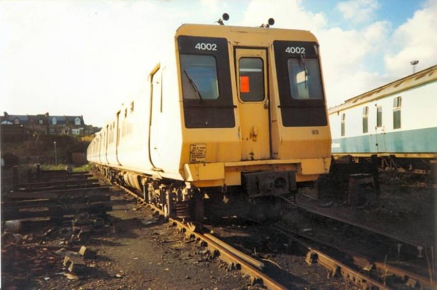 www.BloodandCustard.com
4 PEP unit no.4002 in Clapham Yard c.1988.
 Mike Trodd
