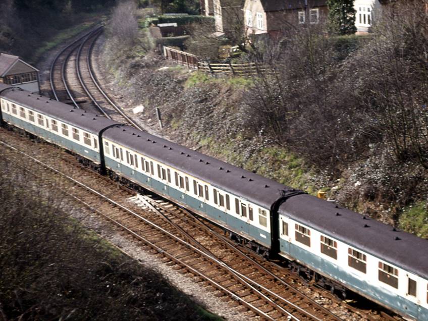 An unidentified 6L unit passes north through Grove Junction.
 Tony Watson (5th April 1980)
