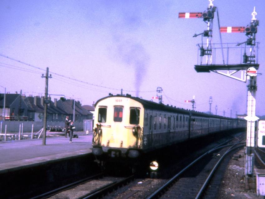 Formed of two 6B units with 1037 at the rear, the Saturdays Only Brighton to Exeter service departs Salisbury in June 1974.
 Tony Watson
