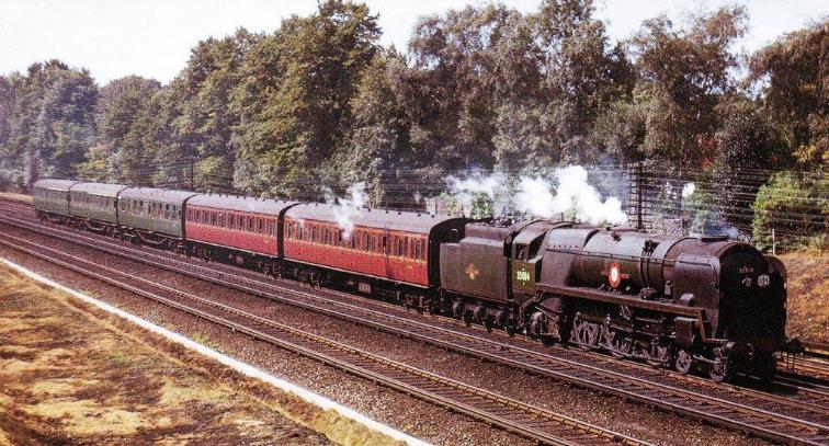 BloodandCustard BR(S) Mk1 Non-corridor Stock Southern Region Southern Suburban
Two ex.WR lined maroon non-corridor Second coaches with what appears to be ‘Loose’ Bulleid coaches (being hauled by 35014 Nederland Line) on a Waterloo to Southampton stopping service passing through at West Byfleet in September 1964 .
© Derek Penney (Glen Woods collection)

