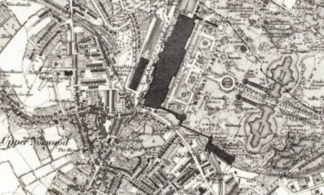 www.BloodandCustard.com

Crystal Palace tunnel and Low-Level station - OS mapping of 1863 (published 1870).
Also visible is the Crystal Palace and High-Level station.
 Reproduced with the permission of the National Library of Scotland (CC by SA)
