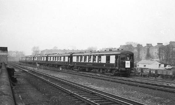 Units nos.3051 & 3053 on the AEI special Victoria 
- Dover Marine approaching Clapham station on 
Monday 7th November 1960 
