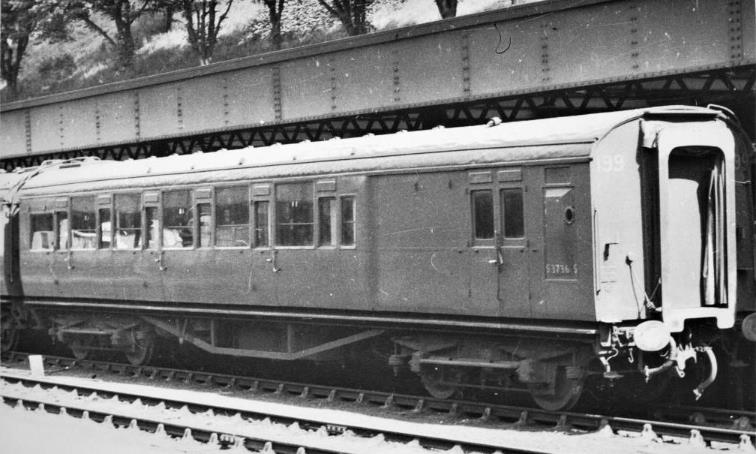 Believed to be Malachite Green-livery, BSK coach 3736 of P set 199 at Exeter Central (c.1955) coupled to a CLC-liveried coach; presumably 6657 of this mis-matched pair. 
Note the frameless balancing droplights on this coach; this being undertaken when it was refurbished for the Bournemouth Limited in 1938.
 T.A. Barry (Mike King Collection)
