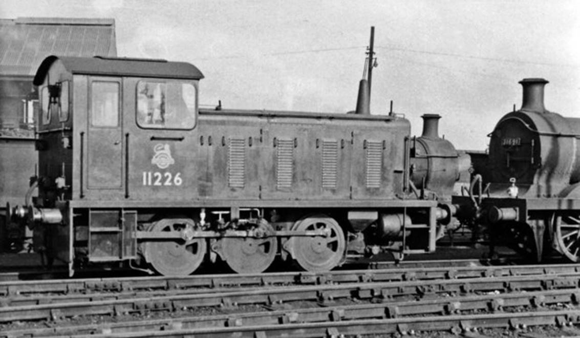 Saturday 12th March 1960, Drewry 204hp 0-6-0 diesel-mechanical shunter no.1126 at Hither Green Depot; these being introduced in 1952-55. 
Just visible are two ex.SECR C-class steam locomotives.
© Ben Brooksbank (Geograph/CC-by-SA)
