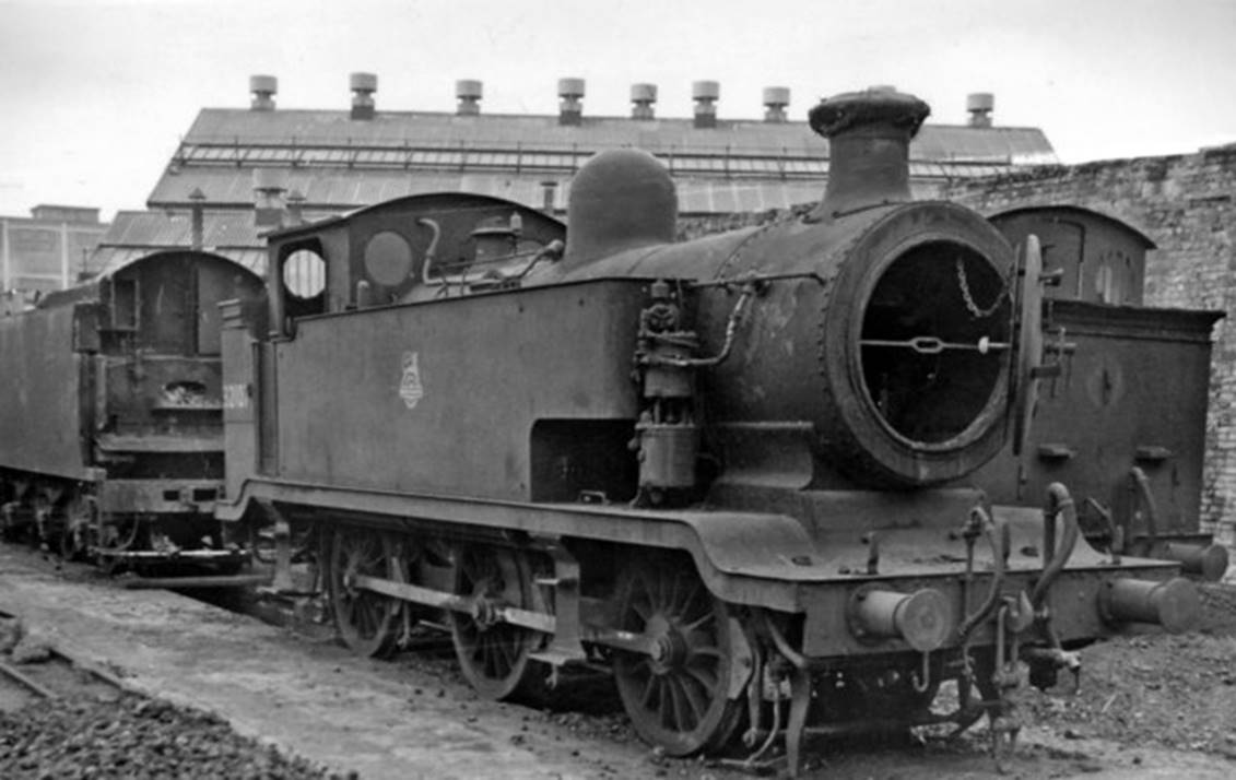 L. Billinton class E2 0-6-0T no. 32107 seems to be abandoned but was not actually condemned until February 1961, Built by the LBSCR in March 1916, like most of the other nine in the class, it had worked on shunting and station pilot duties in the London area.
© Ben Brooksbank (Geograph/CC-by-SA)

