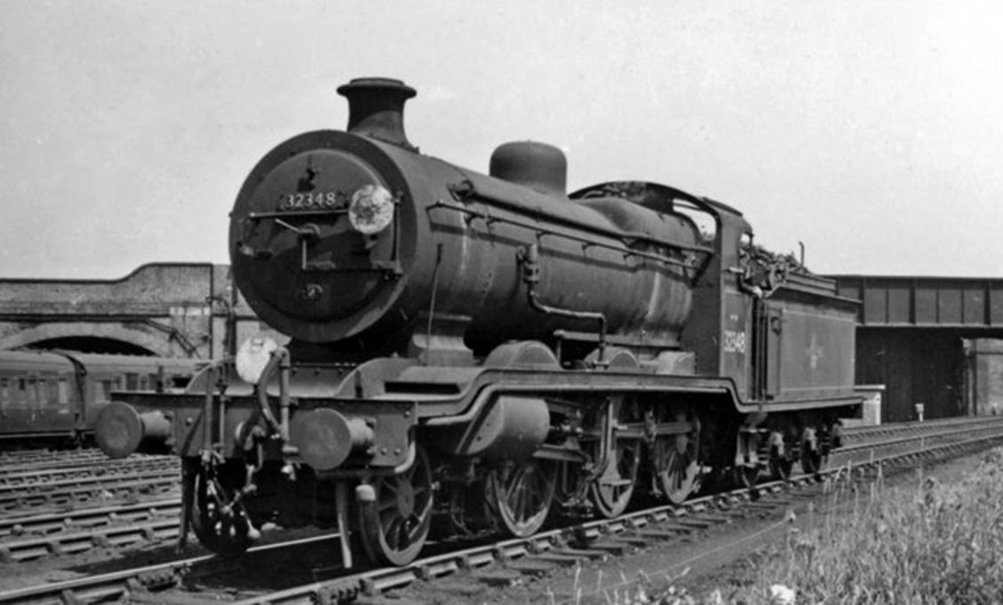 On 9th July 1958 ex-LBSCR L. Billinton K class 2-6-0 no. 32348 (built December 1920, withdrawn November 1962) has come from North Kent West Junction under the bridges carrying the South London line and the main line up from Norwood Junction, Croydon and the Coast.
 Ben Brooksbank (Geograph/CC-by-SA)
