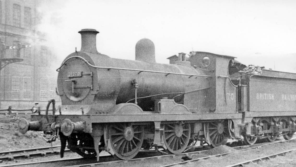 7th April 1951 and Ex-SECR Wainwright class no.31270 is in Stewarts Lane Locomotive Yard (built June 1904, withdrawn June 1959).
 Ben Brooksbank (CC-by-SA/2.0)
