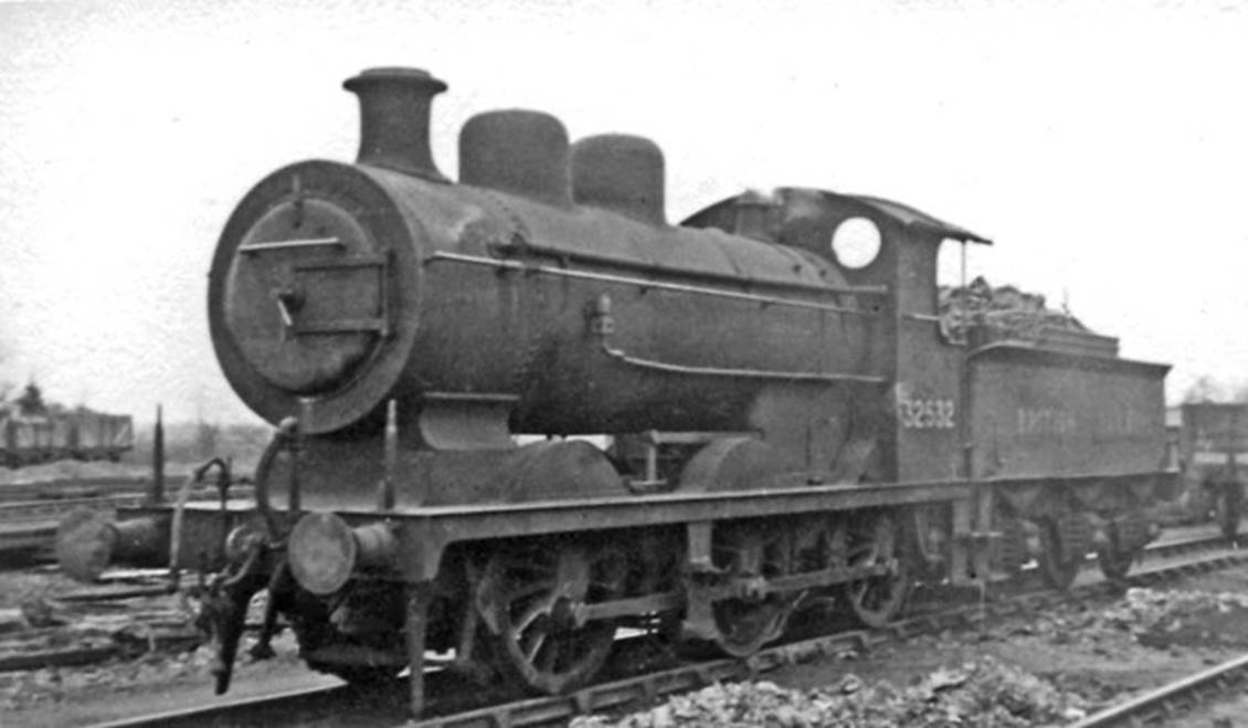 'Large Vulcan' C2X no.32532 at Three Bridges on 11th December 1948.
Distinguished by their double domes and built by the Vulcan Foundry, the ex.LBSCR C2X-class were reboilered R. Billinton C2-class. No.32532 was built as C2 no. 532 October 1900, rebuilt July 1911, withdrawn May 1960. 
 Ben Brooksbank (Geograph/CC-by-SA)
