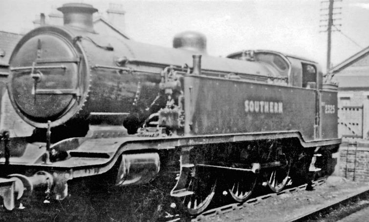 Seen in Tunbridge Wells West Shed Yard is the first of the pair of ex-LB&SCR Marsh 4-6-2T locomotives, no.325, built December 1910 named 'Abergavenny' until 1924 when the SR renumbered it 2325 and dropped the name; it was withdrawn June 1951 and scrapped. 
The other and similar 4-6-2T, J2 no.326 'Bessborough', was built in March 1912 and suffered the same fate at the same date.
 Ben Brooksbank (CC-by-SA/2.0)
