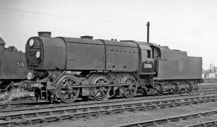 www.BloodandCustard.com
11th May 1959 and no.33016 is one of the strange-looking but powerful Q1 class locomotives introduced by Bulleid in 1942 under wartime austerity for freight traffic, being built as no.C16 in November 1942 and lasting until August 1963.
 Ben Brooksbank (CC-by-SA/2.0)
